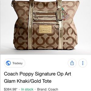 Coach Poppy Signature Op Art Glam Khaki/Gold Tote